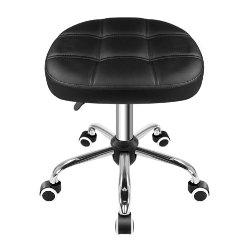 FURWOO Oval Rolling Stool höhenverstellbarer Massagestuhl auf Rädern für Spa Salon Schwarz von FURWOO