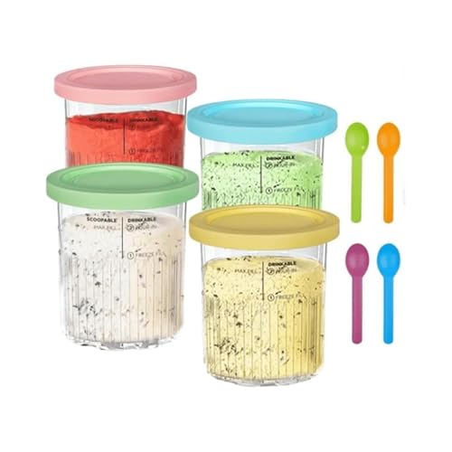 Ersatz für Ninja CREAMI Deluxe Behälter NC501EU NC500, 4 Stück Und Vier Löffel von FUSHENGCHUANG