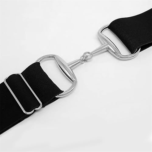 FUSHENGCHUANG Elastic Equestrian Belt with Bit Buckle and Leather Key Strap,Equestrian Elastic Belt, Equestrian Surcingle Buckle Belt, Equestrian Belts, Equestrian Riding Belt von FUSHENGCHUANG