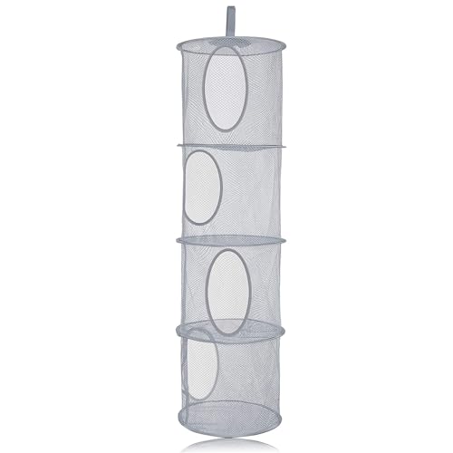 Hängender Speicherkorb Grau Faltbare Aufbewahrung Netz 4 Ebenen Fächer Aufbewahrungstasche zum Aufhängen Kleine Kleidung von FUSHENGCHUANG