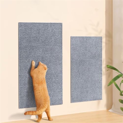 Kratzmatte Katze Selbstklebend, 200×30 cm Kratzteppich Katze Verdickte Katzen Kratzmatte Wand DIY Trimmbarer Katzenteppich Katzenkratzmatten für Kratzwand Sofa Möbel (Hellgrau) von FUSHENGCHUANG