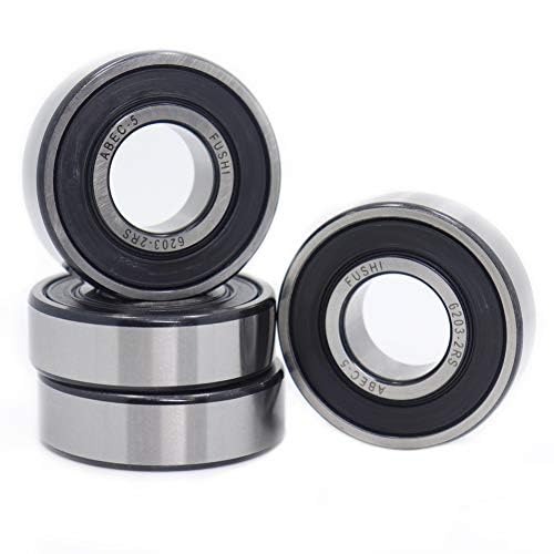 4 Stück Kugellager 6203-2RS ABEC-5 17 x 40 x 12 mm, vorgeschmiert mit tiefer Nut von FUSHIBEARING