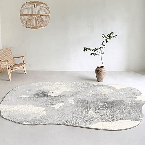 FUSKANG Moderner Wohnzimmer Teppiche, Großer Teppich,Teppich Schlafzimmer, Unregelmäßig Oval Teppich Wohnzimmer,waschbarer Carpet,rutschfest Teppich Kurzflor (Color : A2, Größe : 80x120cm) von FUSKANG