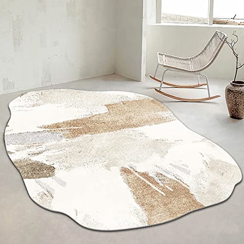 FUSKANG Moderner Wohnzimmer Teppiche, Großer Teppich,Teppich Schlafzimmer, Unregelmäßig Oval Teppich Wohnzimmer,waschbarer Carpet,rutschfest Teppich Kurzflor (Color : A4, Größe : 80x100cm) von FUSKANG