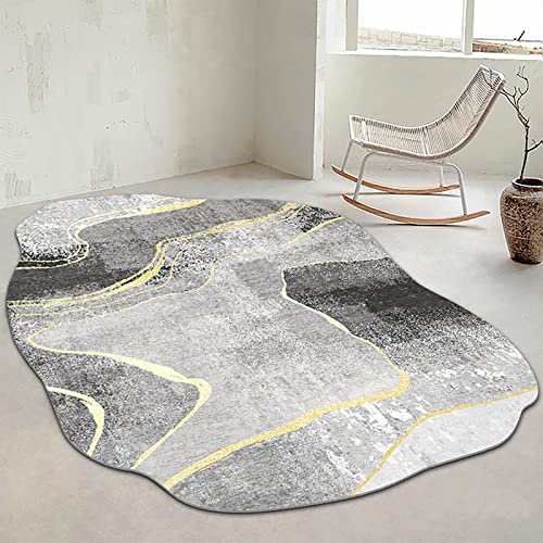 FUSKANG Moderner Wohnzimmer Teppiche, Großer Teppich,Teppich Schlafzimmer, Unregelmäßig Oval Teppich Wohnzimmer,waschbarer Carpet,rutschfest Teppich Kurzflor (Color : A5, Größe : 100x140cm) von FUSKANG