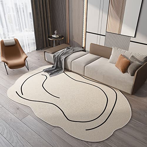 FUSKANG Unregelmäßig Geformter Teppich, Wohnzimmerteppich Moderner Geometrischer Teppich Weiß Esszimmerteppich Heimdekoration Teppich Für Schlafzimmer Arbeitszimmer von FUSKANG