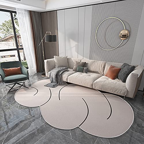 FUSKANG Unregelmäßig Geformter Teppich, Wohnzimmerteppich Moderner Geometrischer Teppich Weiß Esszimmerteppich Heimdekoration Teppich Für Schlafzimmer Arbeitszimmer von FUSKANG