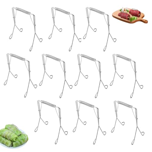 10 Stück Rouladenklammern aus Edelstahl Rouladenringe Wiederverwendbar Rinderrouladen Klammern für Kochen Backen Fleisch und Kohlrouladen von FUSONGQINTANG