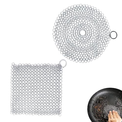2 Stück Gusseisenreiniger Gusseisen Reiniger aus Edelstahl mit Aufhängering Ringreiniger für Gusseisen-Pfanne Topf Grillpfannen oder Woks 2 Stück Gusseisenreiniger Gusseisen Reiniger aus Edelstahl mit Aufhängering Ringreiniger für Gusseisen-Pfanne Topf Grillpfannen oder Woks von FUSONGQINTANG