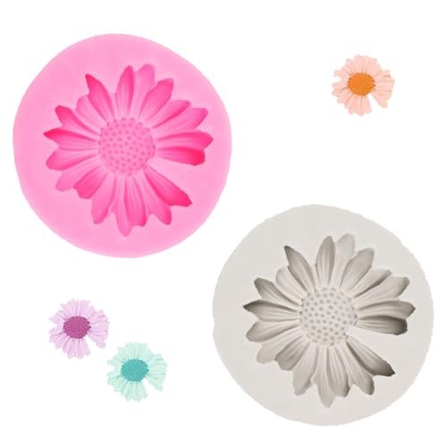 Blumen Silikonform 3D Gänseblümchen Silikonformen Gießformen Blumen Kuchen Fondant für Cupcake Topper, Schokolade von FUSONGQINTANG