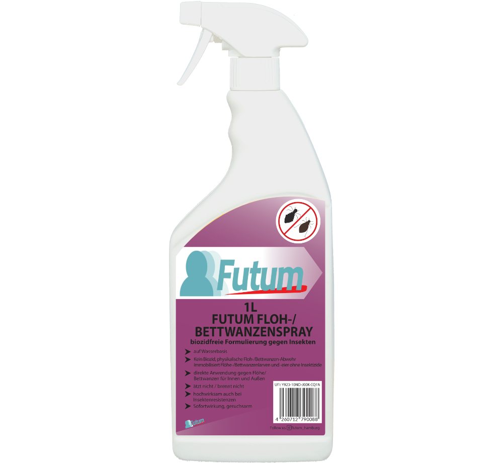 FUTUM Insektenspray Anti-Bettwanzen-Spray Floh-Mittel Ungeziefer-Spray, 1-St., auf Wasserbasis, geruchsarm, brennt / ätzt nicht, mit Langzeitwirkung von FUTUM