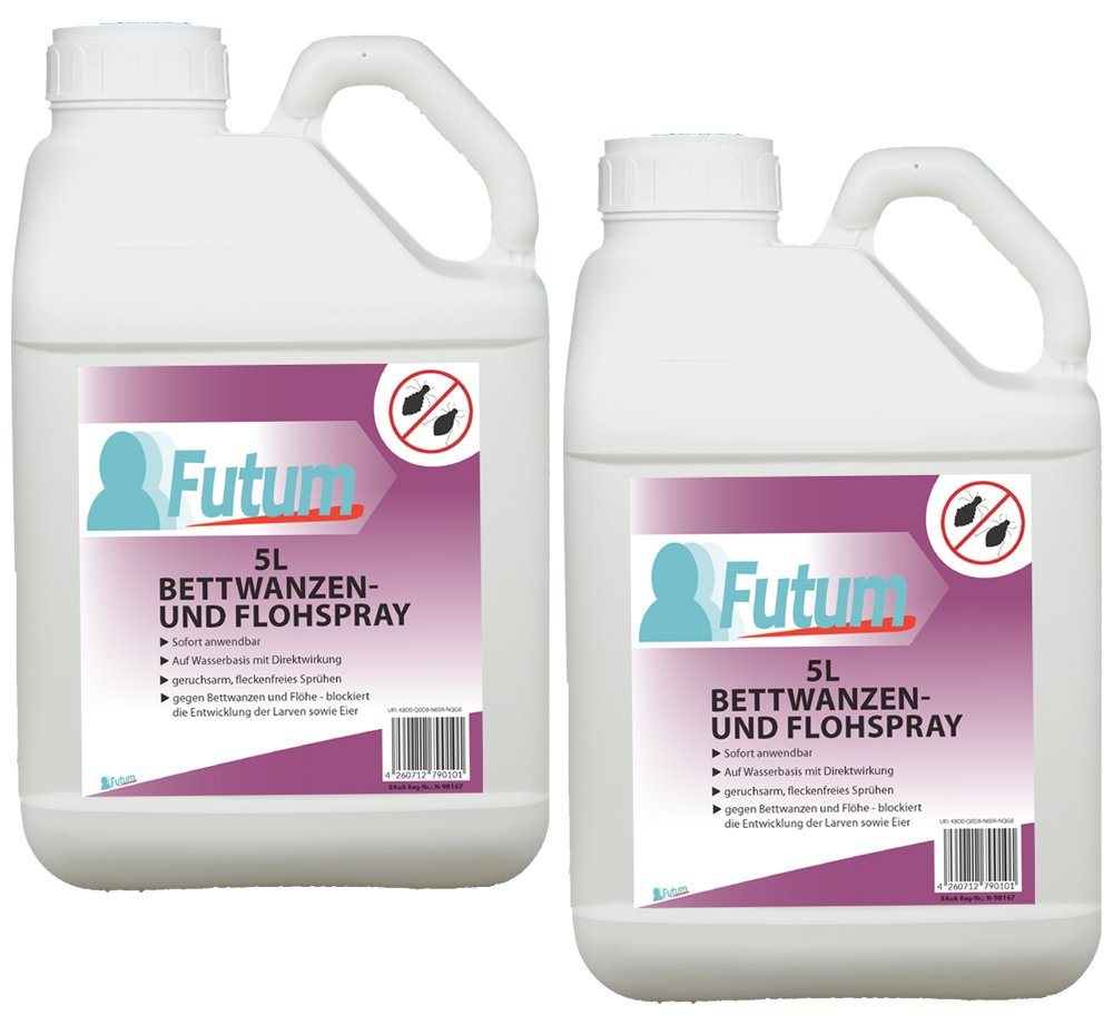 FUTUM Insektenspray Anti-Bettwanzen-Spray Floh-Mittel Ungeziefer-Spray, 10 l, auf Wasserbasis, geruchsarm, brennt / ätzt nicht, mit Langzeitwirkung von FUTUM