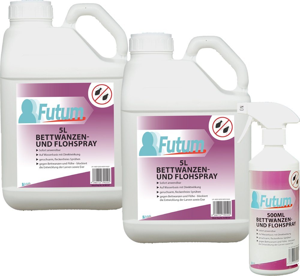 FUTUM Insektenspray Anti-Bettwanzen-Spray Floh-Mittel Ungeziefer-Spray, 10.5 l, auf Wasserbasis, geruchsarm, brennt / ätzt nicht, mit Langzeitwirkung von FUTUM