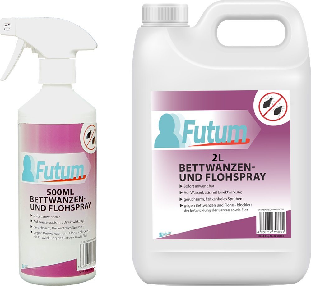 FUTUM Insektenspray Anti-Bettwanzen-Spray Floh-Mittel Ungeziefer-Spray, 2.5 l, auf Wasserbasis, geruchsarm, brennt / ätzt nicht, mit Langzeitwirkung von FUTUM