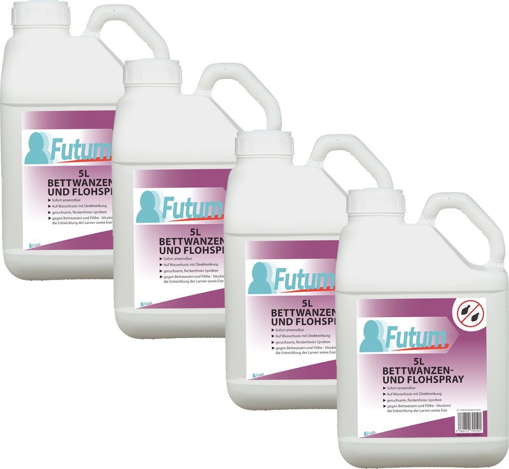 FUTUM Insektenspray Anti-Bettwanzen-Spray Floh-Mittel Ungeziefer-Spray, 20 l, auf Wasserbasis, geruchsarm, brennt / ätzt nicht, mit Langzeitwirkung von FUTUM