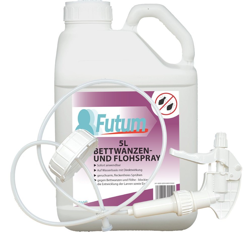 FUTUM Insektenspray Anti-Bettwanzen-Spray Floh-Mittel Ungeziefer-Spray, 5 l, auf Wasserbasis, geruchsarm, brennt / ätzt nicht, mit Langzeitwirkung von FUTUM