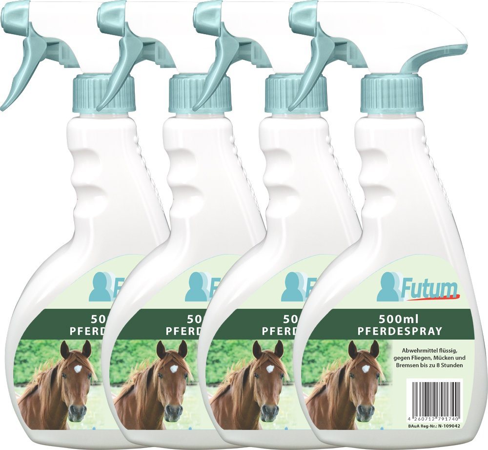 FUTUM Insektenspray Pferde Spray Fliegen Spray Insekten Bekämpfung, 4-St., Hält Insekten bis zu 8 Std fern, Made in Germany von FUTUM