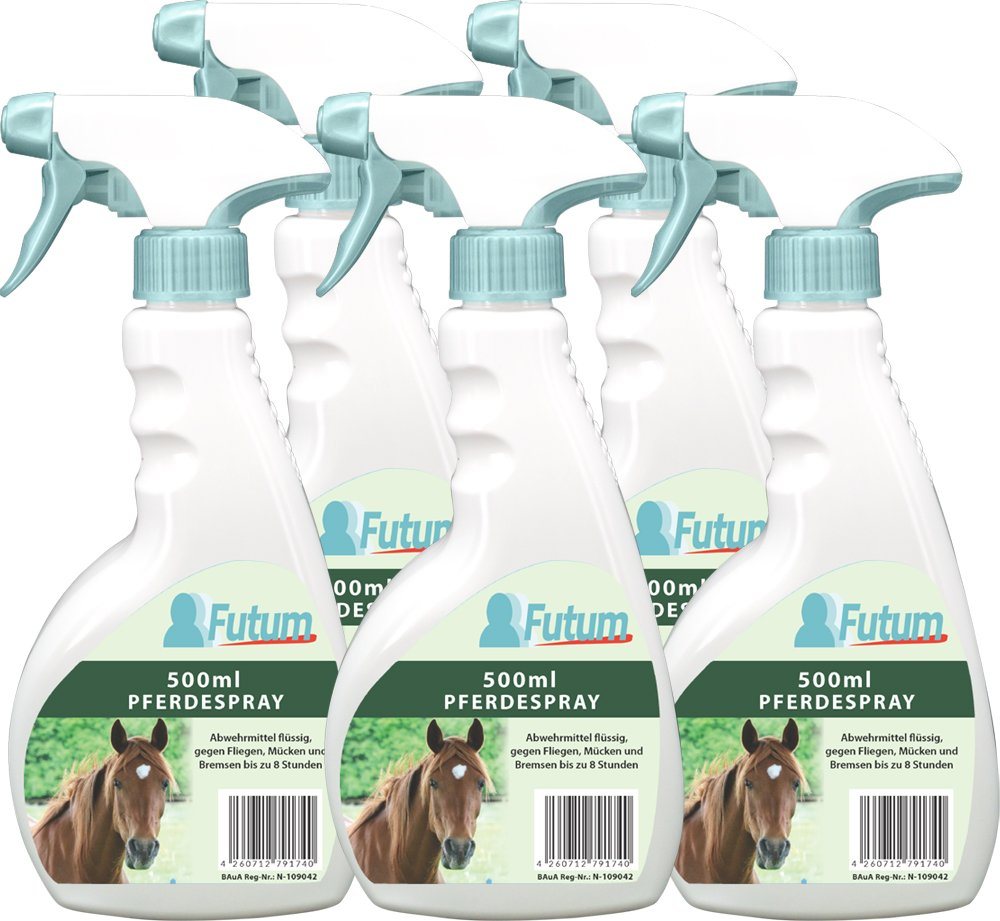 FUTUM Insektenspray Pferde Spray Fliegen Spray Insekten Bekämpfung, 5-St., Hält Insekten bis zu 8 Std fern, Made in Germany von FUTUM