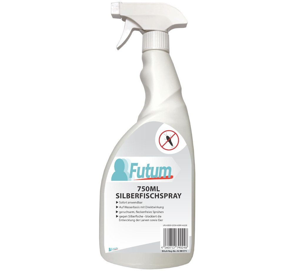 FUTUM Insektenspray Silberfisch Spray Mittel gegen Silberfische bekämpfen, 0.75 l, auf Wasserbasis, geruchsarm, brennt / ätzt nicht, mit Langzeitwirkung von FUTUM