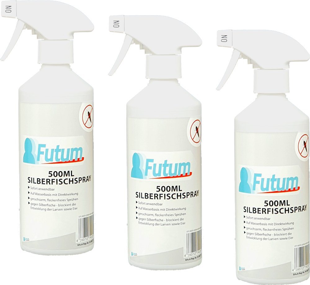 FUTUM Insektenspray Silberfisch Spray Mittel gegen Silberfische bekämpfen, 1.5 l, auf Wasserbasis, geruchsarm, brennt / ätzt nicht, mit Langzeitwirkung von FUTUM