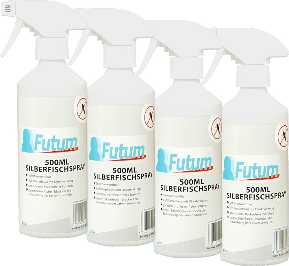 FUTUM Insektenspray Silberfisch Spray Mittel gegen Silberfische bekämpfen, 2 l, auf Wasserbasis, geruchsarm, brennt / ätzt nicht, mit Langzeitwirkung von FUTUM