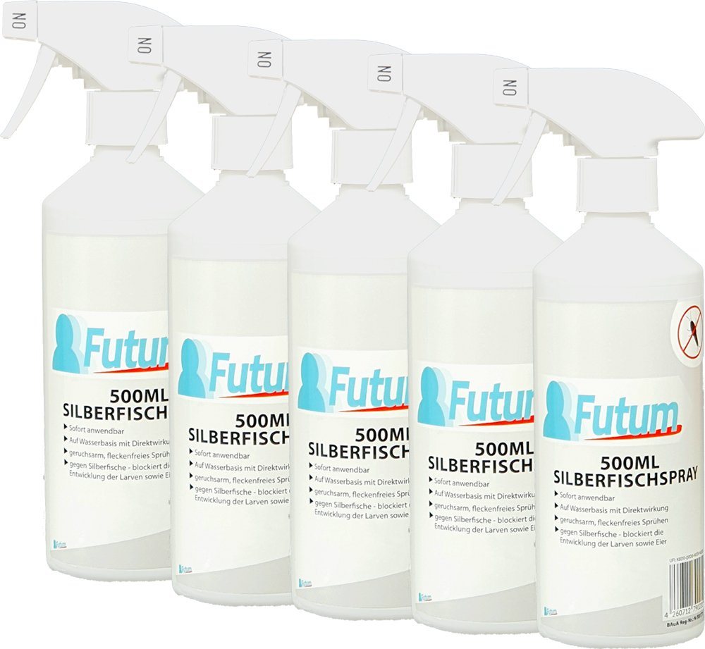 FUTUM Insektenspray Silberfisch Spray Mittel gegen Silberfische bekämpfen, 2.5 l, auf Wasserbasis, geruchsarm, brennt / ätzt nicht, mit Langzeitwirkung von FUTUM