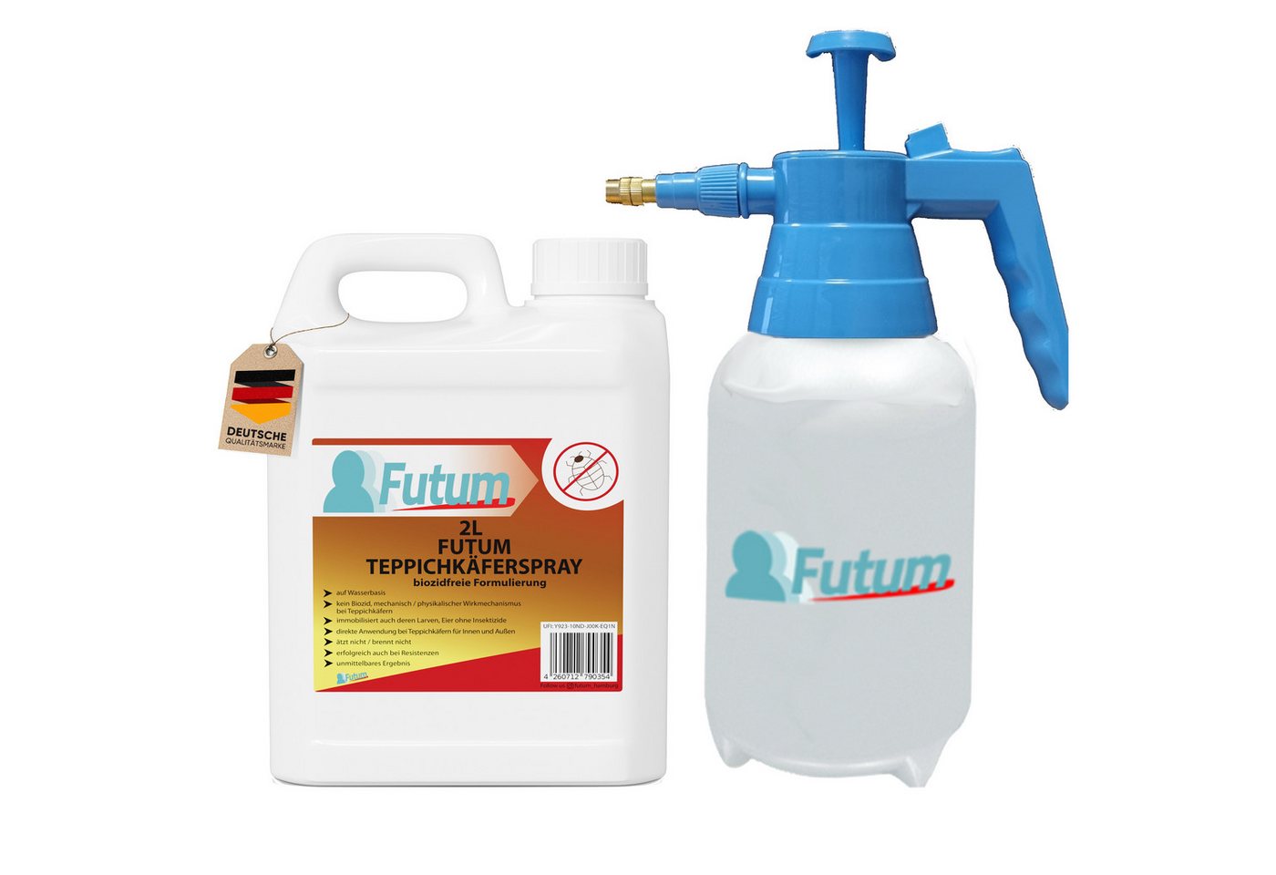 FUTUM Insektenspray Teppichkäferspray, Käfer Abwehr, 2 l, biozidfreie Formel, auf Wasserbasis, geruchsarm, brennt / ätzt nicht FUTUM Insektenspray Teppichkäferspray, Käfer Abwehr, 2 l, biozidfreie Formel, auf Wasserbasis, geruchsarm, brennt / ätzt nicht von FUTUM