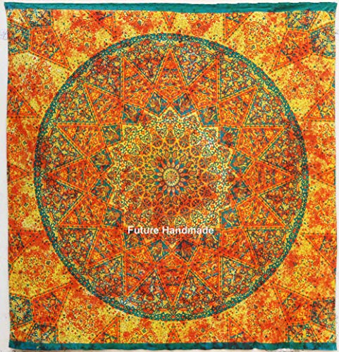 Future Handmade Wandteppich mit Mandala-Motiv, Galaxie, Stern, Sonne, Mond, Batik, Wandbehang, indischer, psychedelischer Hippie-Stil, Strandtuch, Überwurf, bohèmetypischer Stil von FUTURE HANDMADE