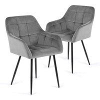 Futurefurniture - Esszimmerstuhl .® 2er Set Esszimmerstühle, Esszimmerstuhl, 2er Set Esszimmerstühle, Esszimmerstühle, Samt,Grau von FUTUREFURNITURE