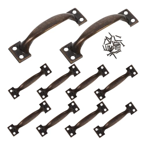 FUTUREORYY 10 Stück Teiliges Vintage Metall Türgriffe Bogenförmig Antiklook für Möbel Schränke Küchenschubladen Garage Türen Robust und Vielseitig mit Montageschrauben von FUTUREORYY