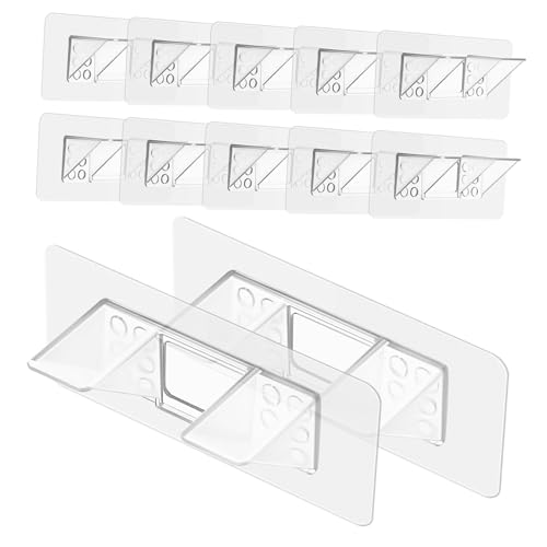 FUTUREORYY 12 Stück Selbstklebende Regalbodenträger aus Transparentem Kunststoff Verstärkte Dreieckige Konstruktion Hohe Tragfähigkeit ohne Bohren Geeignet für Holz Keramik Glas von FUTUREORYY