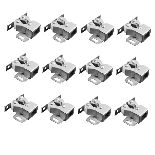 FUTUREORYY 12 Stück Teiliges Schranktür Schnappverschluss aus Rostfreiem Stahl mit Doppellagigem Kugelrollenverschluss Langlebiger Federmechanismus für Schränke Kleiderschränke von FUTUREORYY