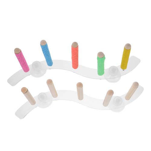 FUTUREORYY 2 STÜCK Papageien Sitzstange mit Saugnapf Holz Vogelleiter mit Stabilem Saugnapfboden Tragbarer Vogelspielplatz für Fenster Bad Auto Fördert Bewegung und Sicheres Klettern von FUTUREORYY