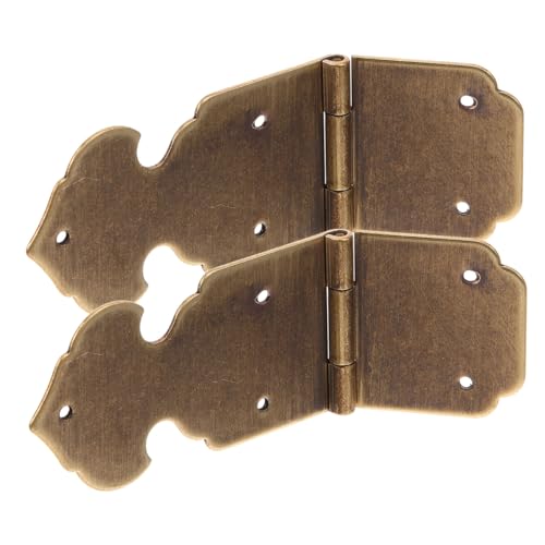 FUTUREORYY 2 Stück Antike Messing Scharniere für Schmuck und Holzkisten Kleine Robuste Möbelscharniere mit Vintage Design Langlebig für Schränke Truhen und Antike Möbel von FUTUREORYY