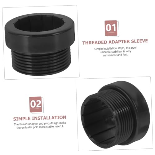 FUTUREORYY 2 Stück Pool Sonnenschirm Adapter Wetterfester Kunststoff Gewinde Stabilisator Kompatibel mit Verschiedenen Stangengrößen Einfache Stabiler Halter für Outdoor Poolschirme von FUTUREORYY