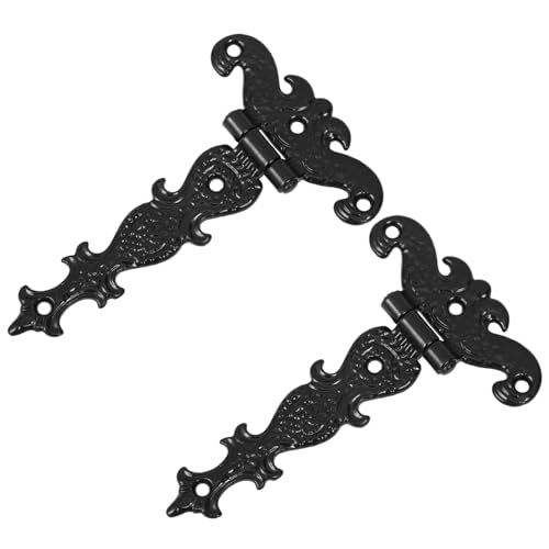 FUTUREORYY 2 Stück Schwarze Vintage Türscharniere Zinklegierung Türbänder für Schrank Außentüren Installieren Stabile Unterstützung Dekoratives Scharnier für Holz Innentüren von FUTUREORYY