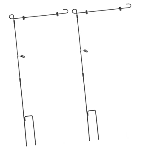 FUTUREORYY 2 Stück Schwarzer Gartenfahnenständer Teilig Wetterfest Pulverbeschichtet Stabiler Flaggenhalter für Draußen Garten Deko mit Robustem Fahnenmast für Kleine Flaggen und von FUTUREORYY