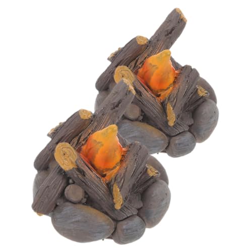 FUTUREORYY 2 Stück Teiliges Feuerstellen Modell Lebensechte Mikro Landschaftsdekoration Wetterfestes Feuerornament für Garten Bonsai und Outdoor szenerien Handfreundlich und Robust Gestaltet von FUTUREORYY