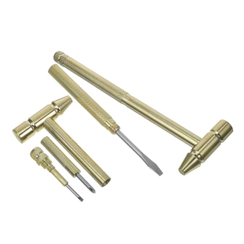FUTUREORYY 2 Stück Teiliges Mini Hammer aus Massivem Messing Multifunktionaler Präzisionshammer mit Rundem und Flachem Kopf für Uhren und Feinmechaniker Reparaturen Rutschfester Griff von FUTUREORYY