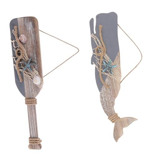 FUTUREORYY 2 Stück Teiliges Ocean Style Wanddekor aus Holz Handgefertigte Mediterrane Deko in Paddel Delfinform Rustikal Natürlicher Look für Wohnzimmer und Küsten Wohnambiente von FUTUREORYY