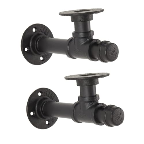 FUTUREORYY 2 Stück Wandregalhalterung Industrial Stil Rostschutz Vintage Rohrregalträger für Schlafzimmer und Wohnzimmer Einfache Montage Schwarz für Schwebende Holzregale von FUTUREORYY