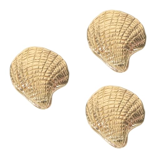 FUTUREORYY 3 Stück Messing Möbelknauf Muschelform Dekorativer Schrankknopf für Küche Bad Schlafzimmer Kinderzimmer Robuster Kleiner Möbelgriff für Schublade Tür Kommode von FUTUREORYY