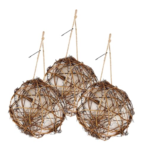FUTUREORYY 3 Stück Nestbauer Futterspender Große Hängende Vogelhäuser Für Die Außenfütterung Garten Gewebte Häuser Nest Nester Vogelnest Material Holz von FUTUREORYY