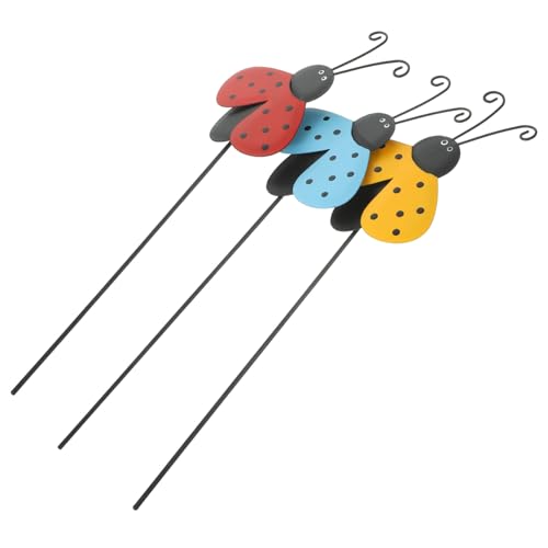 FUTUREORYY 3 Stück Teiliges Marienkäfer Gartenstecker aus Robustem Eisen Wetterfeste Bunte Gartendeko für Außenbereich Dekorative Rasenstecker zur Verschönerung von Garten und Terrasse von FUTUREORYY