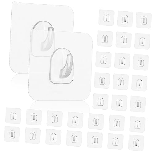 FUTUREORYY 30 Stück Selbstklebende Transparente Haken für Küche Bad Toilette und Wand für Schlüssel Handtücher und Utensilien ohne Bohren und Rückstandsfrei von FUTUREORYY
