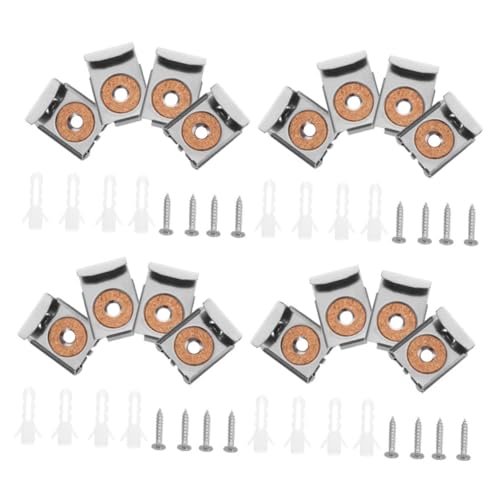 FUTUREORYY 4 Sätze Metall Spiegelclips mit Schrauben Verstellbare Glasbefestigungsklammern für Dicke Spiegel und Glasplatten Robuste Halterungen für Wandmontage und Rahmenlose Glasdisplays von FUTUREORYY