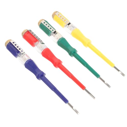 FUTUREORYY 4 Stück Elektrischer Spannungsprüfer Stift mit Schlitzschraubendreher Kompakt Tragbar für Stromkreistests Geeignet für Elektriker und Kfz einsatz Zufällige Farbe Zufällige Farbe von FUTUREORYY