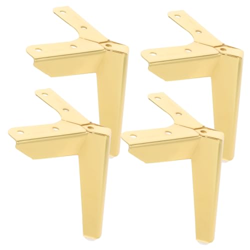 FUTUREORYY 4 Stück Metallmöbelfüße Dreieckige Moderne Möbelbeine für Sofa Schrank Couch Stuhl mit Rutschfesten Gummipads zur Bodenschutz und Einfacher Montage in Gold von FUTUREORYY