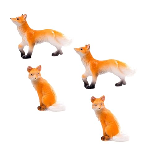 FUTUREORYY 4 Stück Miniatur Fuchs Figuren für Garten und Innenräume Realistische Harz Dekoration für Mikrolandschaften DIY Gartendeko und Wohnaccessoires von FUTUREORYY