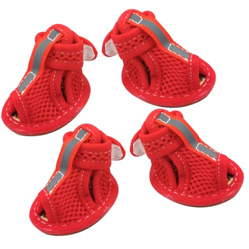 FUTUREORYY 4 Stück Teiliges Atmungsaktive rutschfeste Hundesandalen mit Netzstoff für Kleine Hunde und Welpen Leichte Outdoor schutzschuhe für Pfotenschutz bei Spaziergängen und Wanderungen von FUTUREORYY